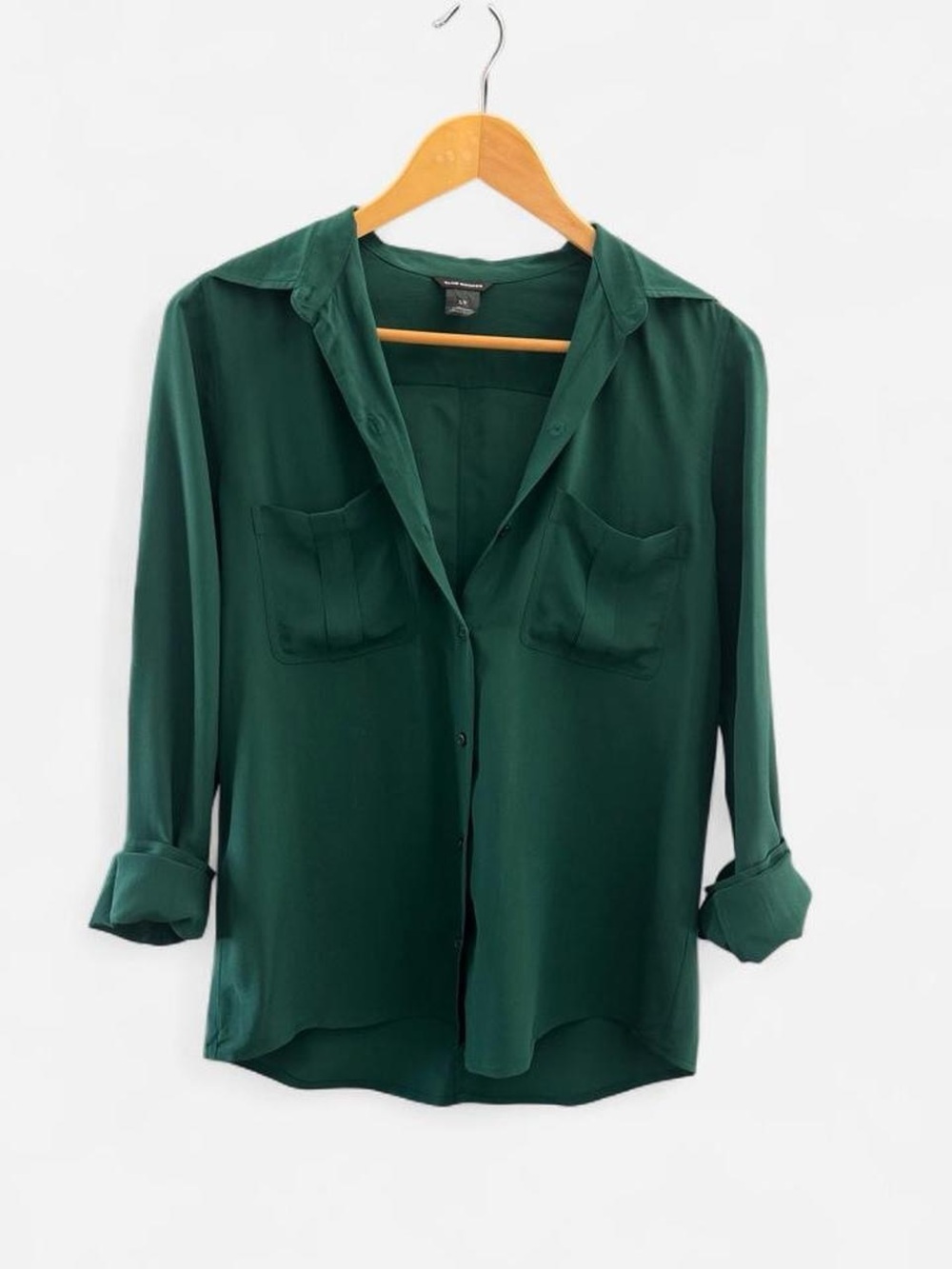 Club Monaco Deep Green Silk-Blend Button Down Shirt
